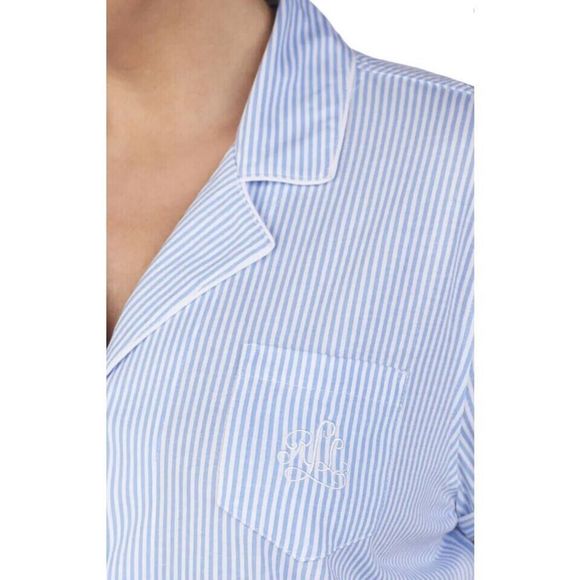 Lauren Ralph Lauren Women's Sz XL 2-Pc Striped Bingham Bermuda Cotton Pajama Set - Picture 9 of 9